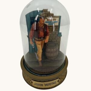John Wayne Sheriff Western Figurine Resin Statue Glass Dome Display